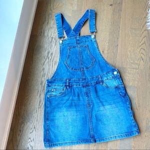 Overall blue denim jean mini dress, M